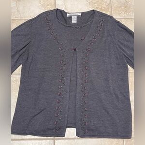 Embellished Gray Cardigan